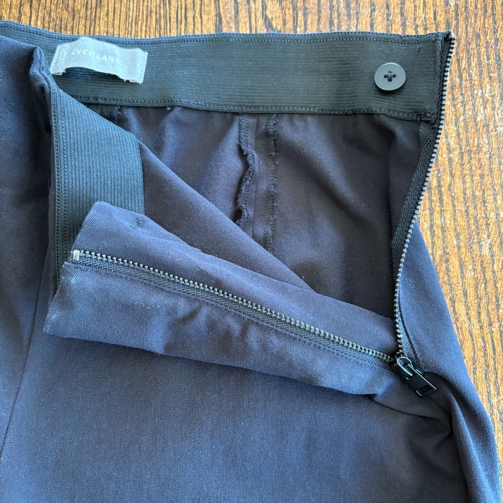 Everlane Black Side Sip Back Seam Ankle Slit Pants Size 6 Black Minimalist Clean - Picture 5 of 16